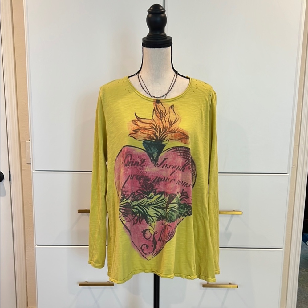 Magnolia Pearl Yellow Long Sleeve Graphic Blouse